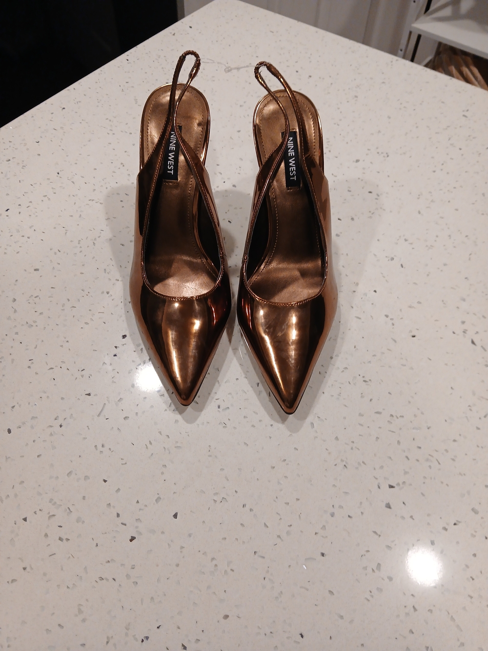 Nine West copper metallic pointed toe slingback heels in US 8 #glamour #partysho